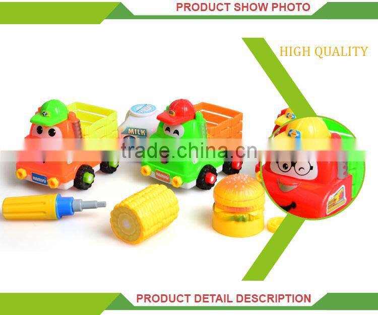 Most popular kid plastic cartoon truck intelligent diy rc car kit