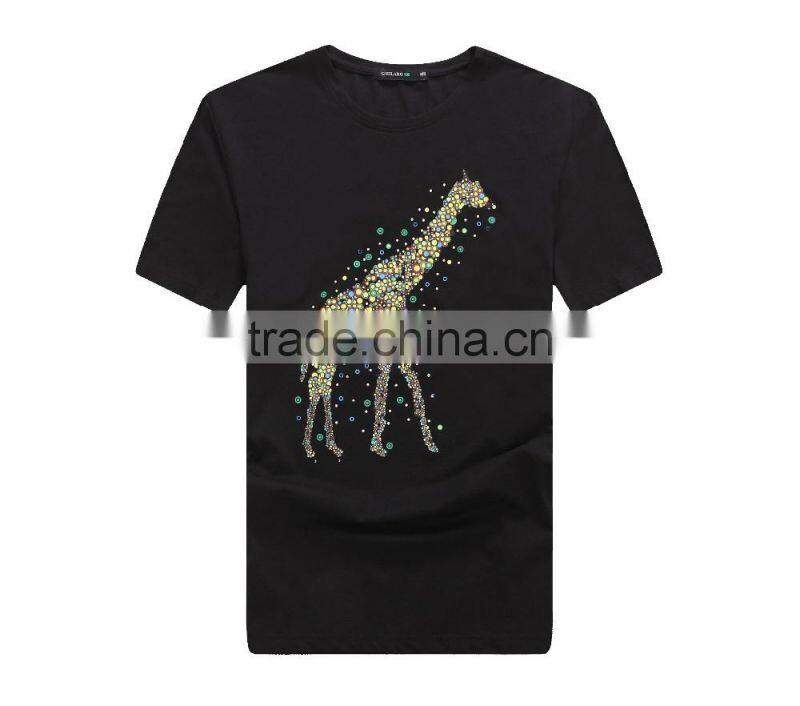 custom factory black printing plain men cotton t shirt