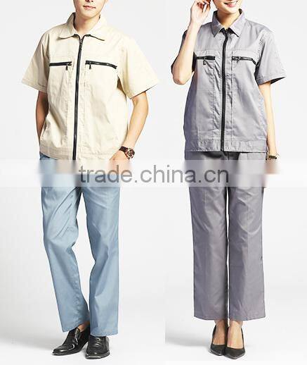 2016 OEM customized unisex garage overall uniforms short sleeve workwear