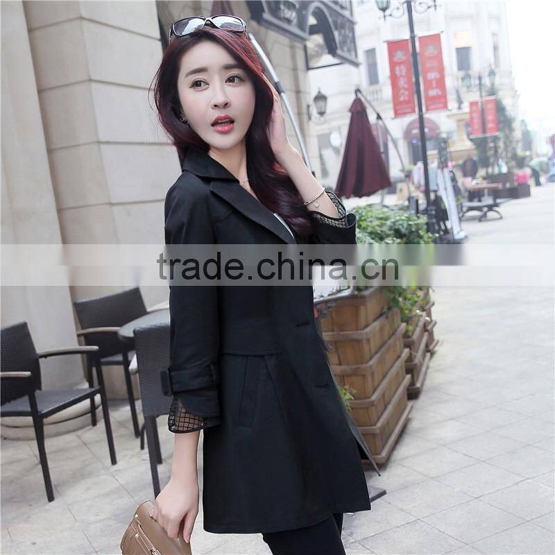 Fashion ladies coats long spring trench coat for women outdoor jacket