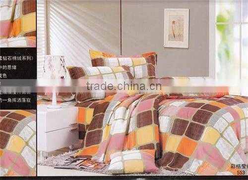 100%polyester photo printed daisy design wedding diamond velvet bedding set