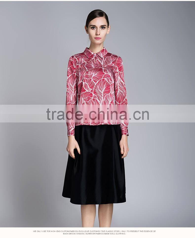 Spring-Summer Season Ladies Length Sleeve Printing Shirt Blouse