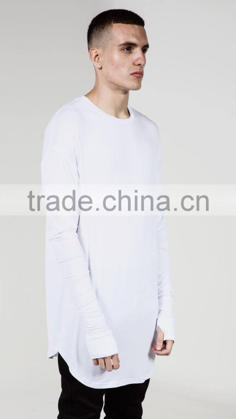 Customized cheap extra long sleeves collar men t-shirt