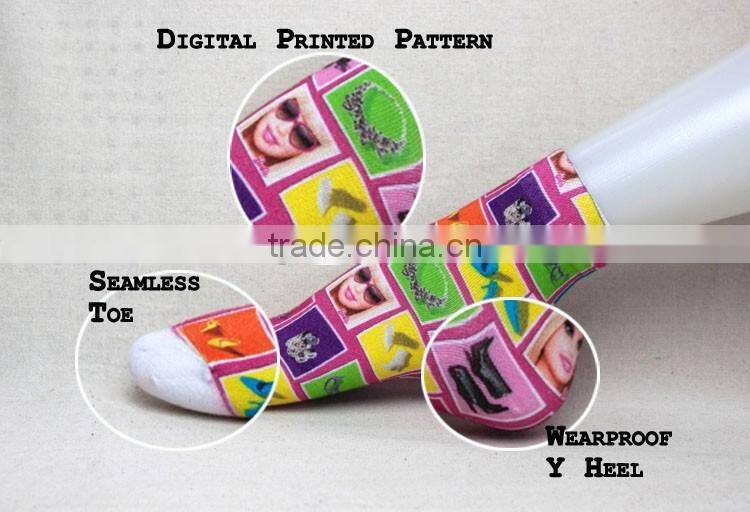 Customized 360 degree seamless digital printed speciall pattern soft comfort cotton children or lady socks