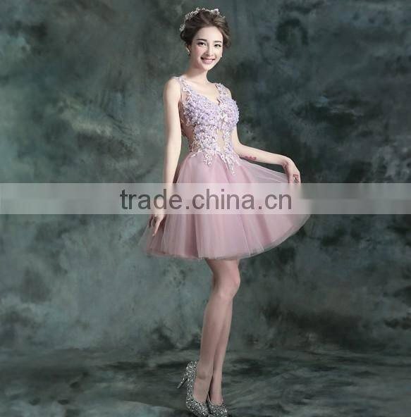 young girl pink short tulle prom best dress for farewell party