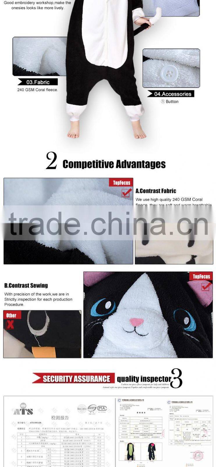 Flannel Fleece Cat Funny Carnival Costume Adult Couple Animal Onesie wholesale