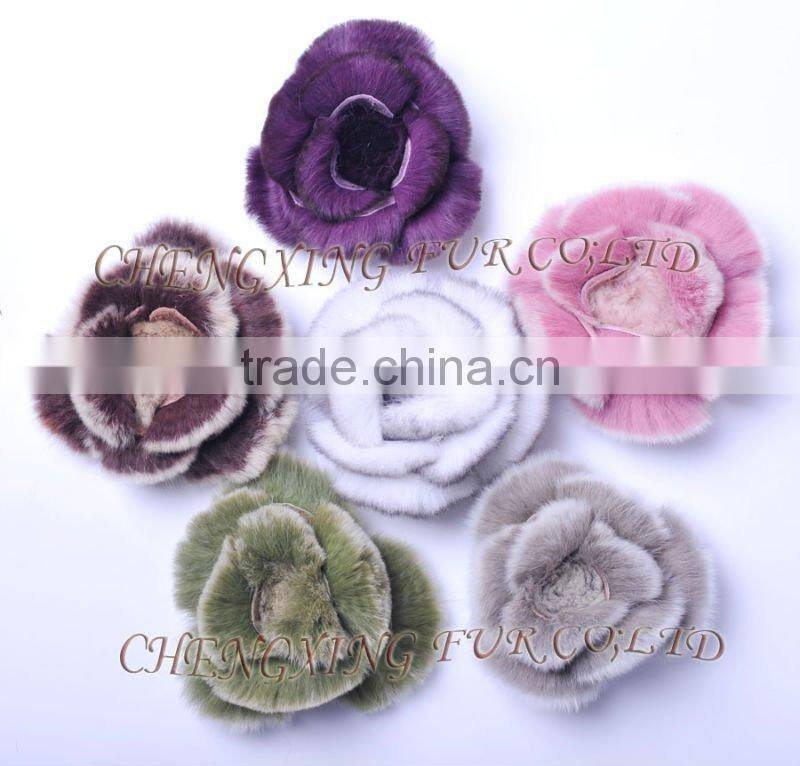 CX-A-39 Rex Rabbit Fur Hand-made Flower Brooches Pin