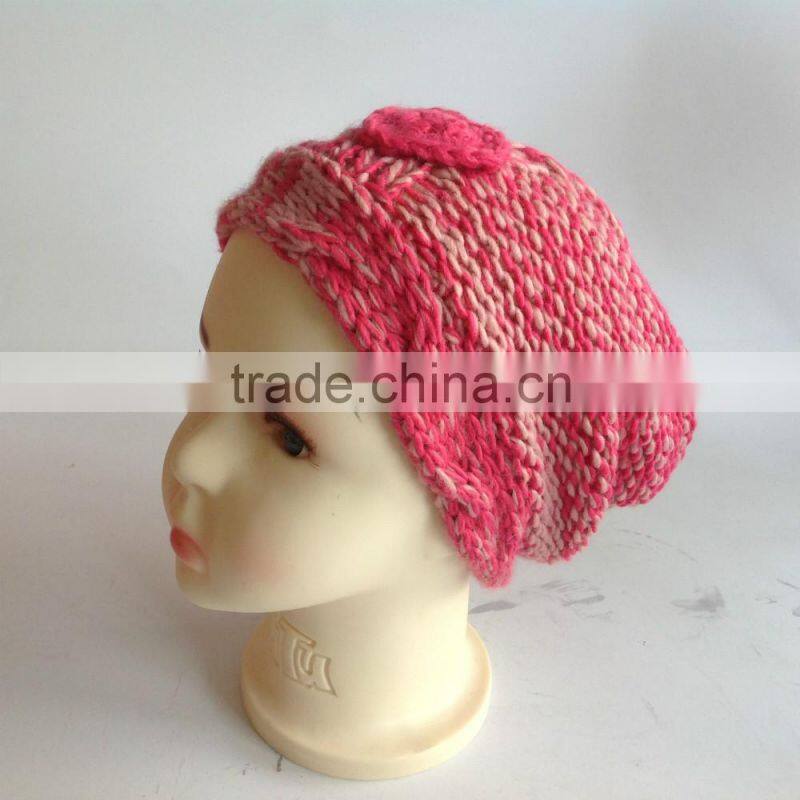 computer machine and hand made red lovely girl's fashion cute children knitted hats factory