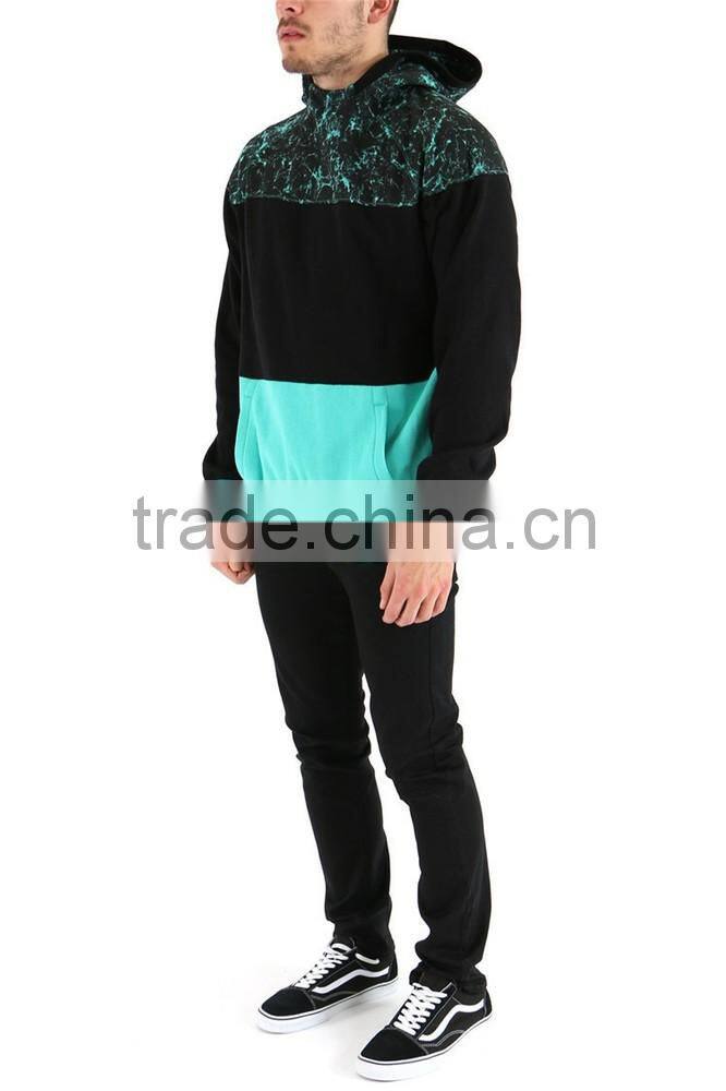 100% cotton pocket sport custom men hoodie two tone hoodies