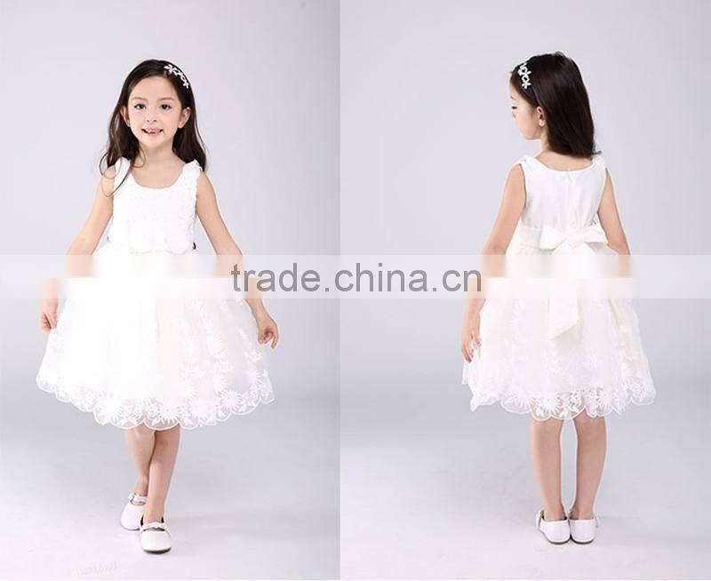 Pakistan Princess Rose Flower girls party dress white Lace Net frock designs for kids baby girl fairy dresses