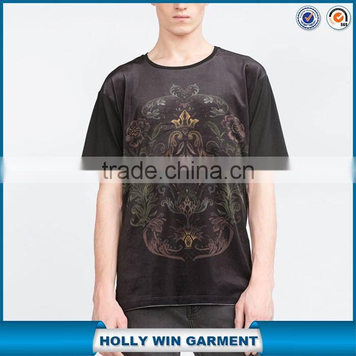 Flower print velvet custom t-shirt printing for men