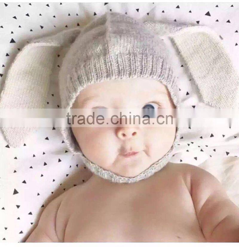Ins hot imitate animal knitted cap design for kids baby bunny ears hats wholesale