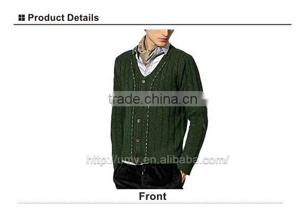 Cable Knit Handmade Wool Man Cardigan Sweater
