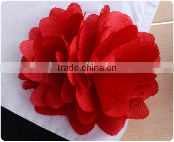 New Girls Flower Dresses Red and White Striped Princess short sleeve Dress for birthday wear SV000318