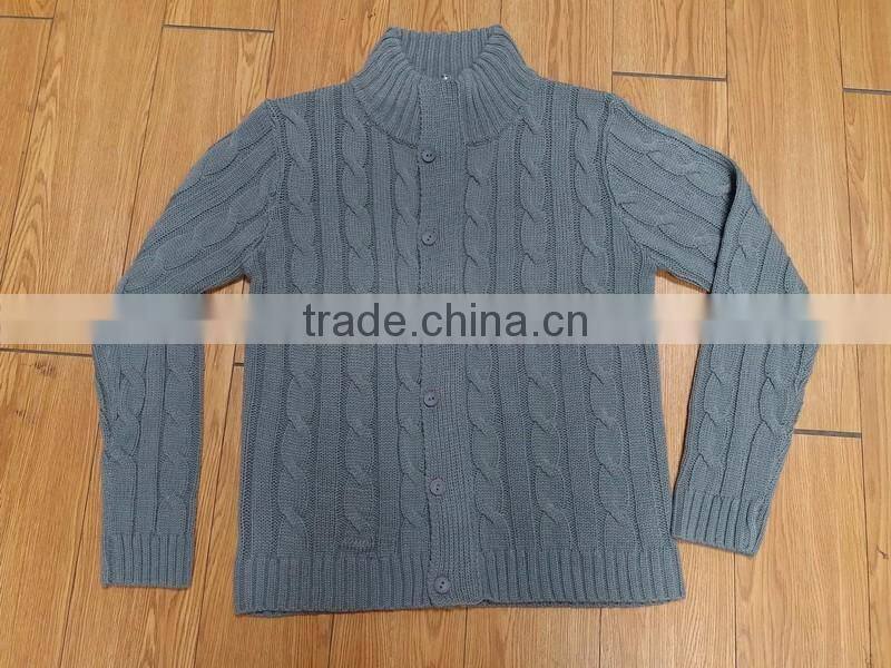 Men cardigan cable knit sweater with hidden zipper closure