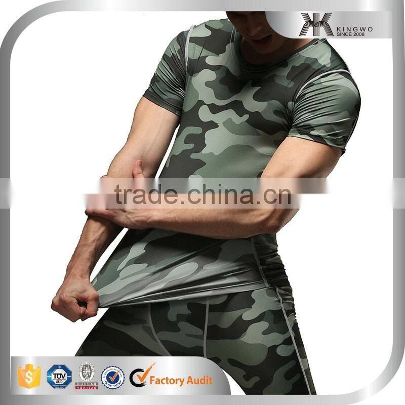 Exercise Equipment Fitness Apparel Men OEM Clothing Sublimation Camouflage Fabric T-shirt Men's Clothing