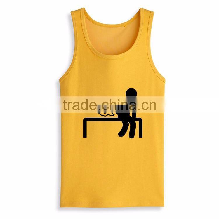 Latest Top Design Wholesale Silk Screen Funny Printed Bulk Open Side Tank Top