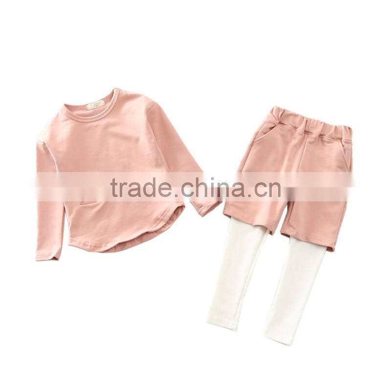 2017 new arrival kids t-shirt+pants boutique baby wear cotton child girls clothing set