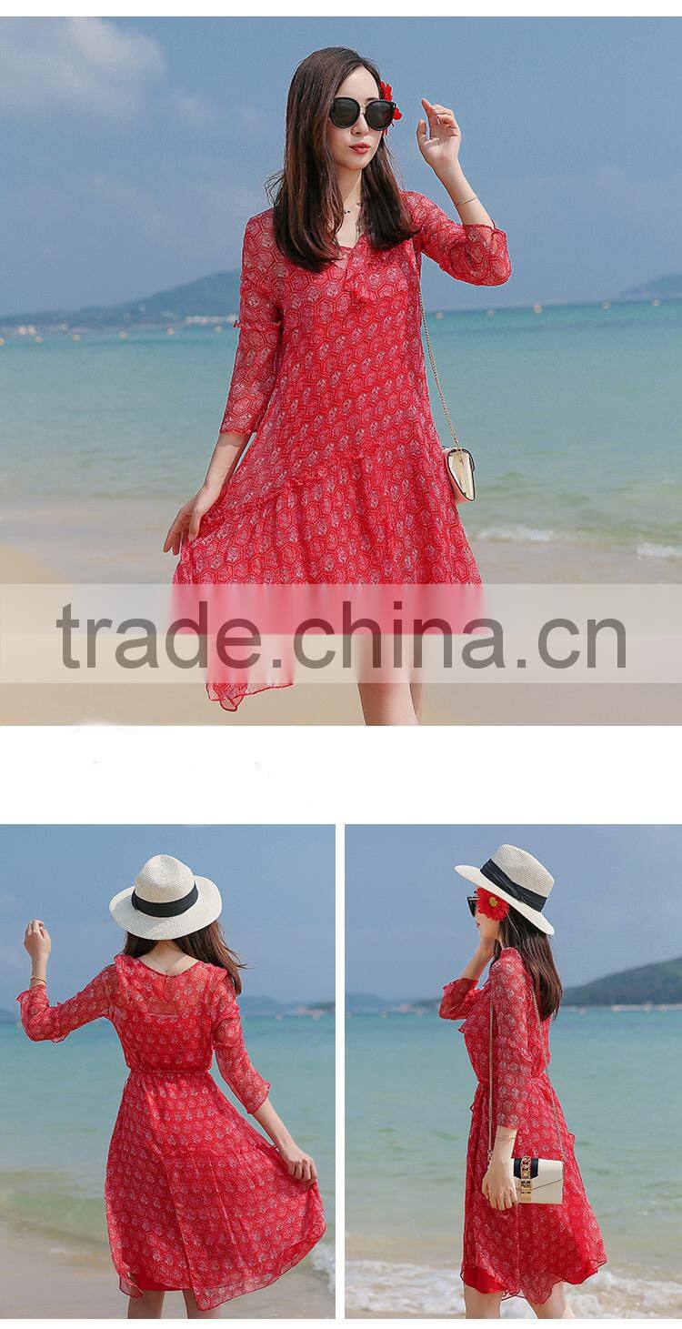 Z&M Women's 2017 ladies fashion silk dress thai silk dress Women's long dress