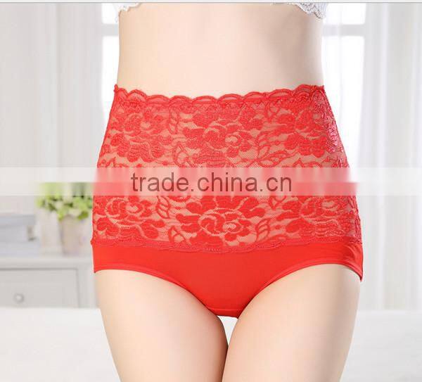 Abdomen in and lift the hips big sizes with Bamboo fiber Control briefs lace sexy briefs in women