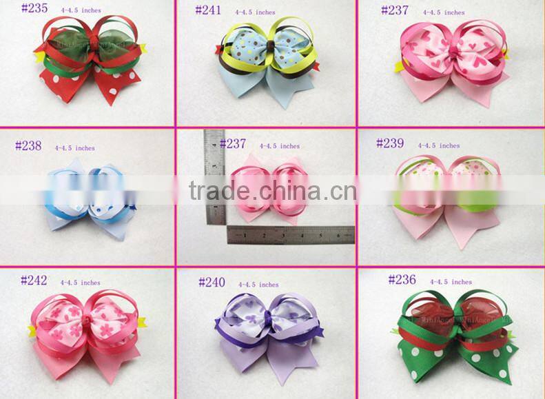 Boutique Hair Bows Girls Baby Alligator Clip Grosgrain Ribbon Headbands Popular children tire/hair clip/hair bowknot