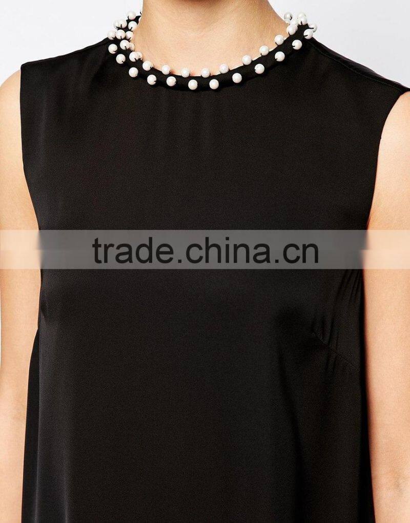 French Connection Dress with Encrusted Neckline