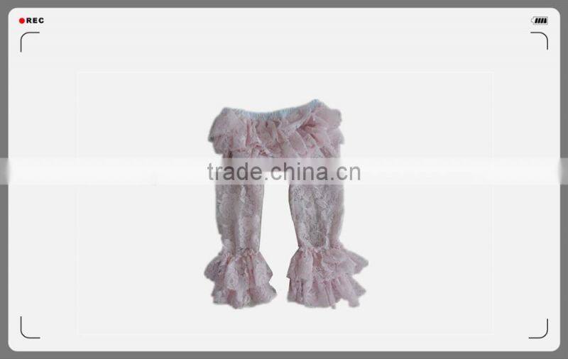 2016 Wholesale children clothes pink chiffon lace socks for knee pads ruffled kids knit leg warmers lace shorts