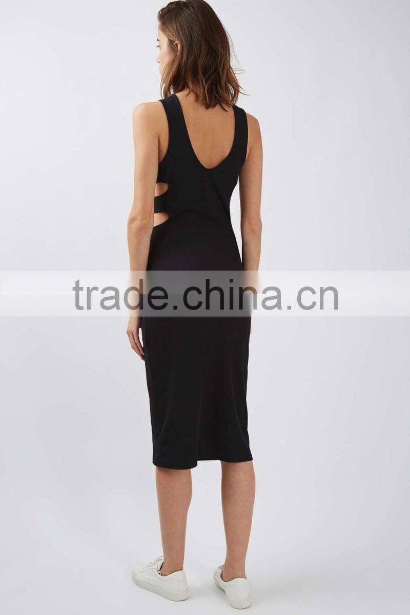 Women's black Vest Midi Dress