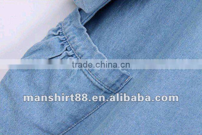 Fashionable European&American style 100%Cotton Light bule Denim/Retro shirt for Women/Ladies S,M,L,XL,XXL