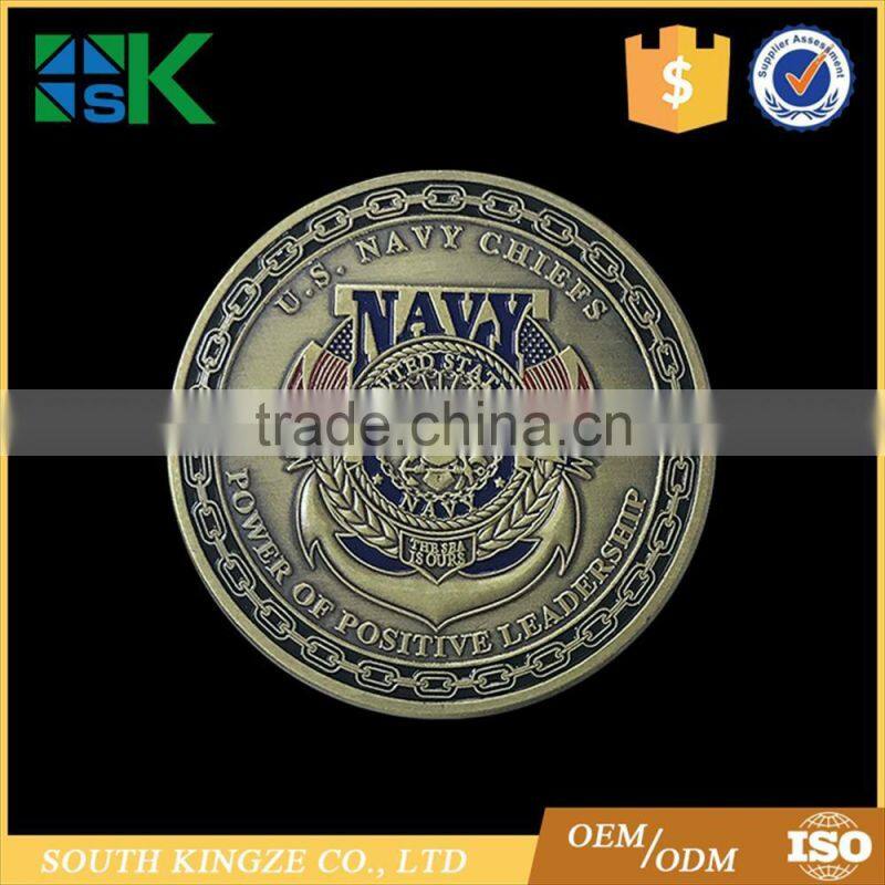 Cheap Price Power of positive leadrship Navy Collectible USN Chief Challenge Coin for Sale