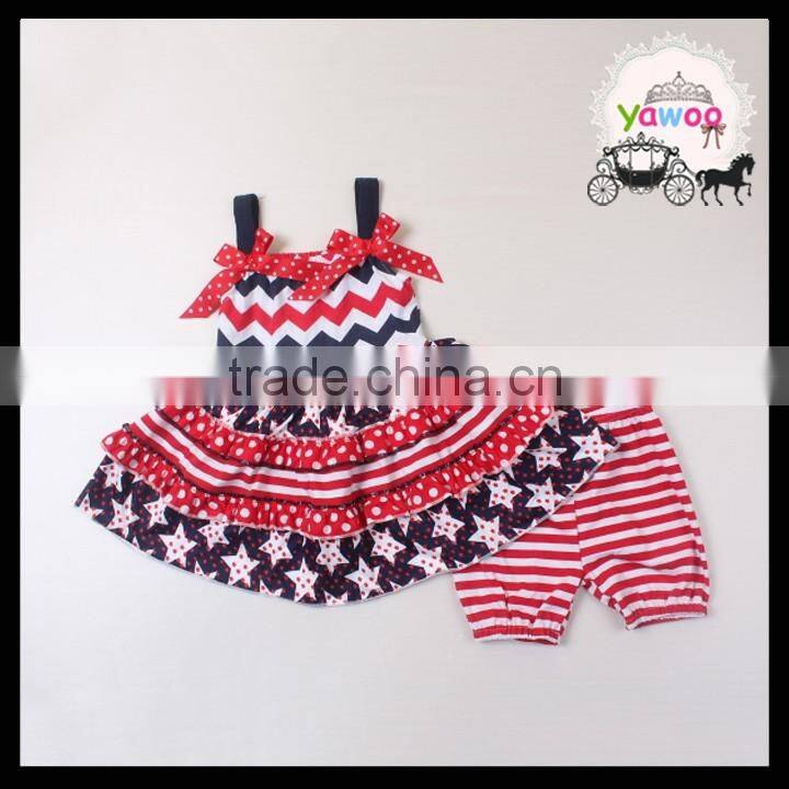 2016 new designs elastic waist red stripe baby girls shorts 4th of july icing shorts kids independence day wear