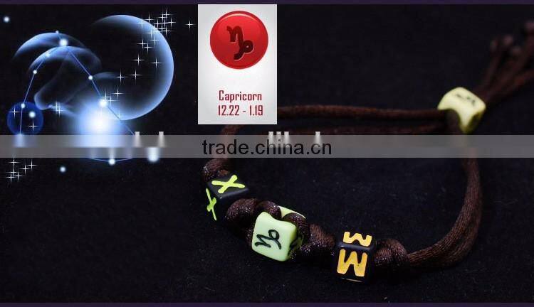 Latest Colorful Handmade Handicraft Braided Vintage 12 Zodiac Sign Charm Bracelet
