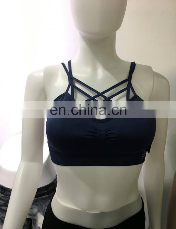 2017 Women Sport Support Workout Bra With Ties And Beautiful Pattern