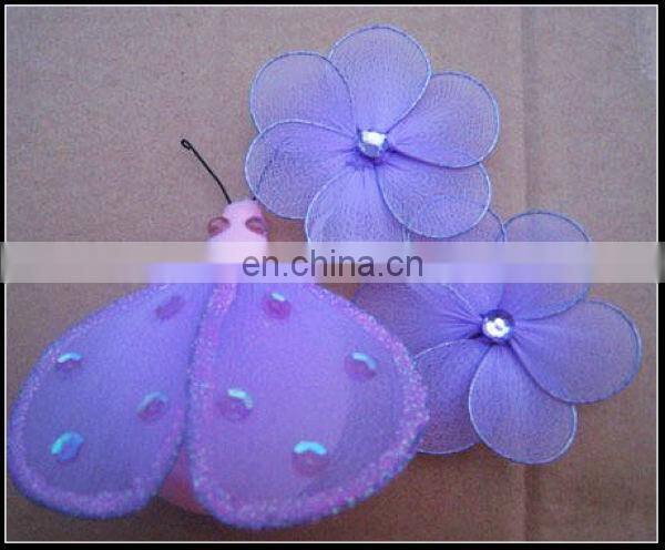 Purple Ladybug with two mini flower garden decoration
