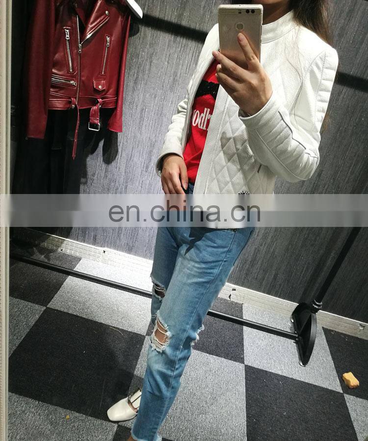 Wholesale Fashion Clothes Cheap Floral Real Leather Jacket Girl