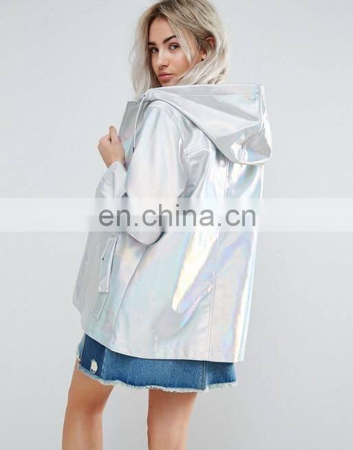 2016 New fashion winter women sliver metallic jacket slim long coat jacket from China