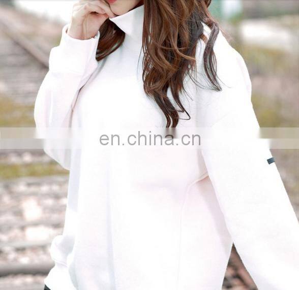 Clothing Women Spring Autumn Ladies Tops Loose Cotton Long Sleeve Batwing High Chimney Collar Velvet Sweatshirt for Women