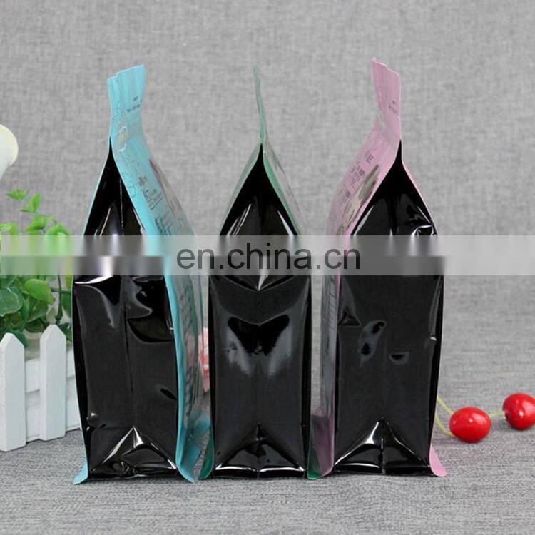 Custom coloreful printing food packaging bag flat bottom bag with clear pvc window and zipper