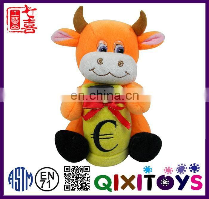 Professional customized cow shaped plush piggy bank