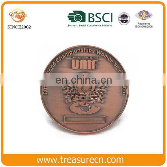 Wholesale metal coin custom logo double sides antique challenge coin with gold plated