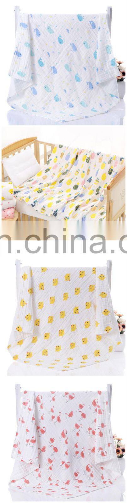 cute baby swaddle 100%cotton 6 layer muslin super soft baby bath towel muslim newborn swaddle cotton baby blanket