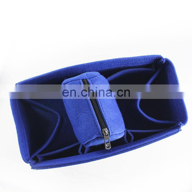 yellow color Hot selling cosmetic handbag purse felt make up organizer bag