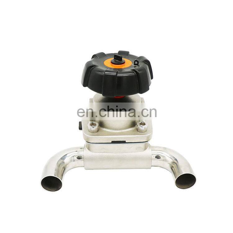 Sanitary SS316 U Type 3 Way Diaphragm Valve with TC/welded ends EPDM+PTFE membrane