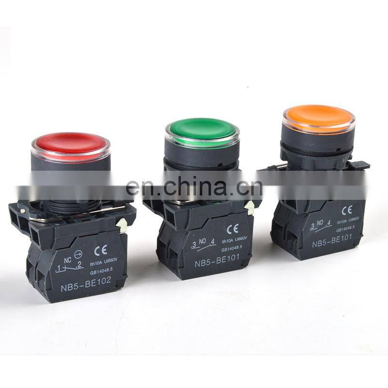 22mm Waterproof illuminated LED Round Push Button Switch with Neon light SB5(LA68S XB5) -AW33B5 1NO 1 NC AC DC24V/AC220V