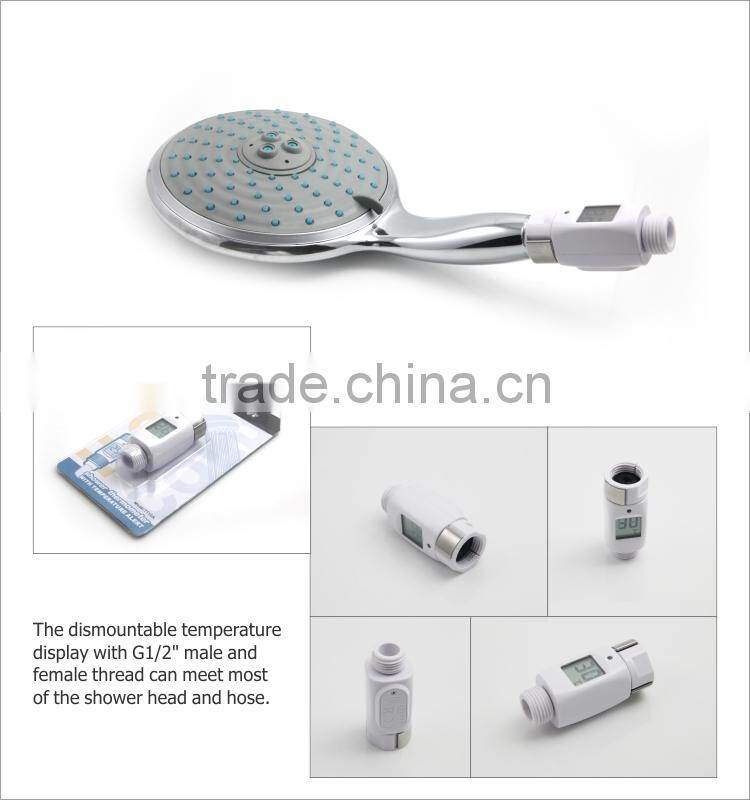 LED shower temperature digital sensor display for shower head