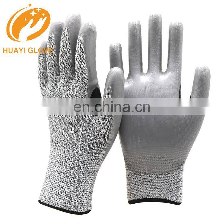 Level 5 Black Nitrile Foam Coated HPPE Cut Resistant Kitchen Sandy Nitrile Gloves