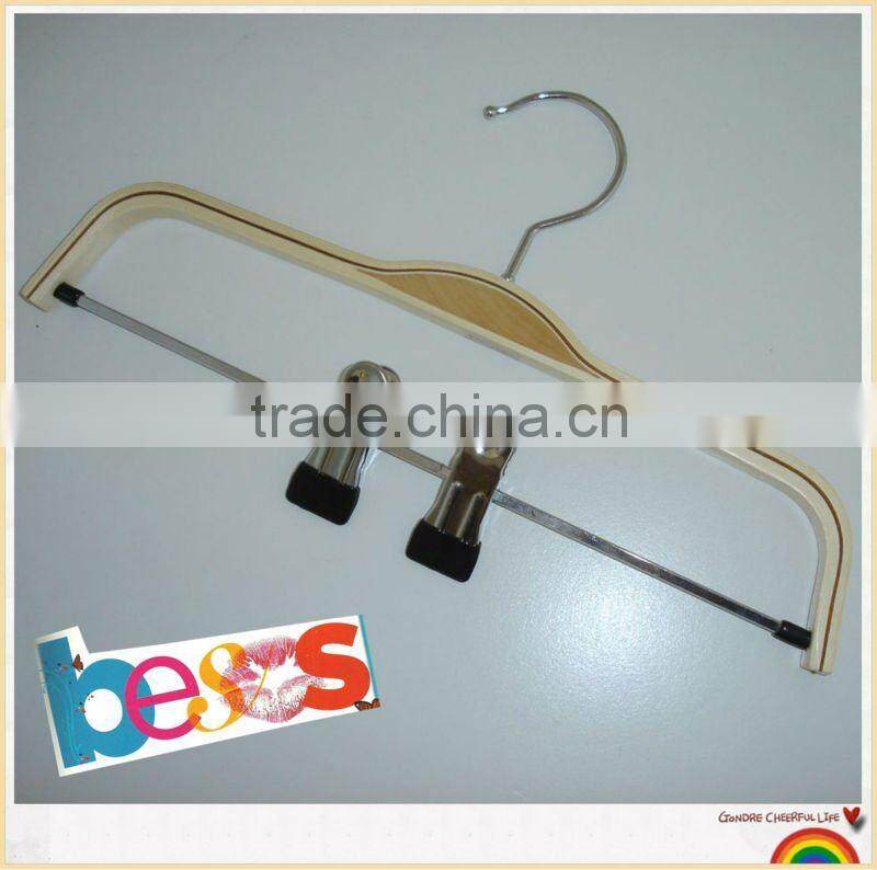 AT70 cheap wood laminated pants hanger with clip