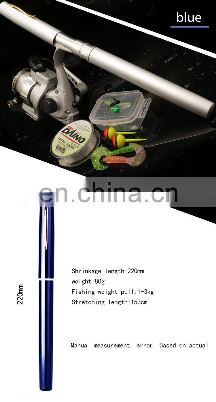 Balight Portable Pocket Telescopic Mini Fishing Pole Pen Shape Folded Fishing Rod With Reel Wheel