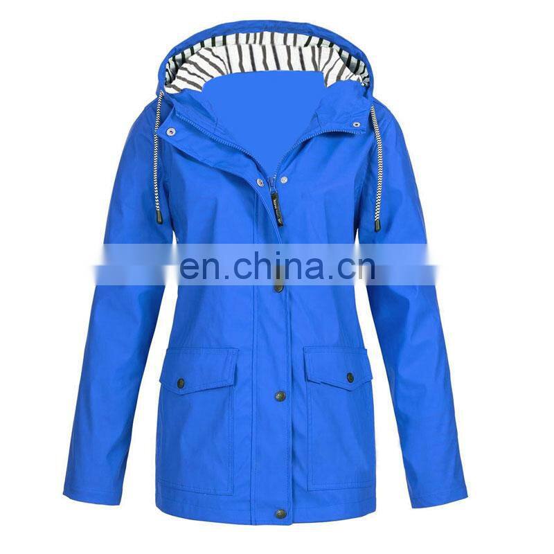 Custom-made women's outdoor waterproof hooded raincoat plus large jacket windbreaker