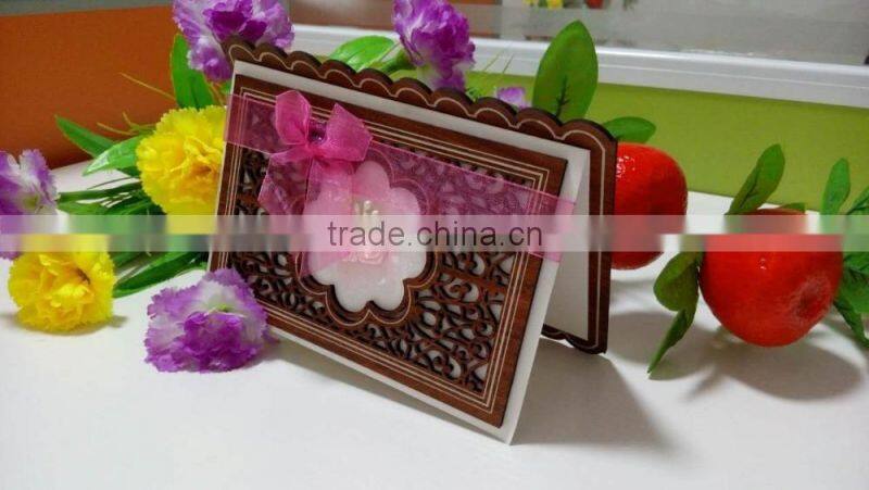 Wholesale Wood Laser Cut Lovely Handmade Wedding Card Designs